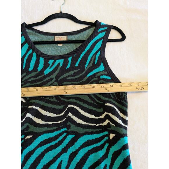 Banana Republic Issa London Dress Women Small Teal Black Zebra Print Thick Knit‎ - Picture 5 of 7